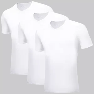 3 white bamboo v-neck T-shirts