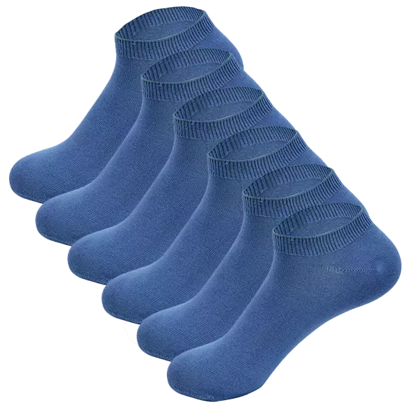 6 Blue Bamboo Ancle Socks