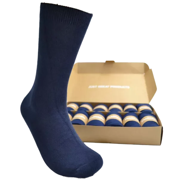 Navy bamboo sock with packing