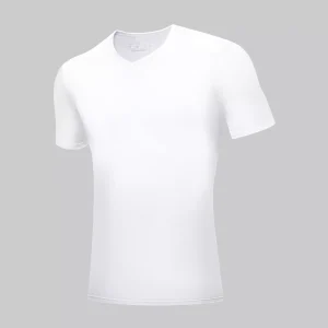White bamboo v-neck T-shirt side