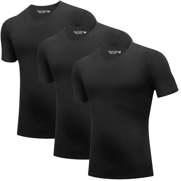 3 Black V-Neck Bamboo T-Shirts
