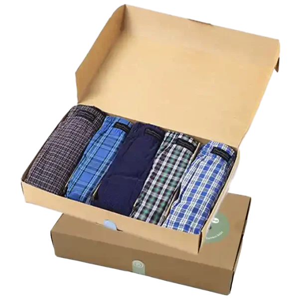 Packings for 5 Woven Boxers and 12 Bamboo Socks